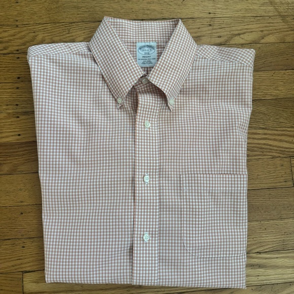 Brooks Brothers Orange and White Gingham Long Sleeve Button Down Shirt Size M - Picture 10 of 10
